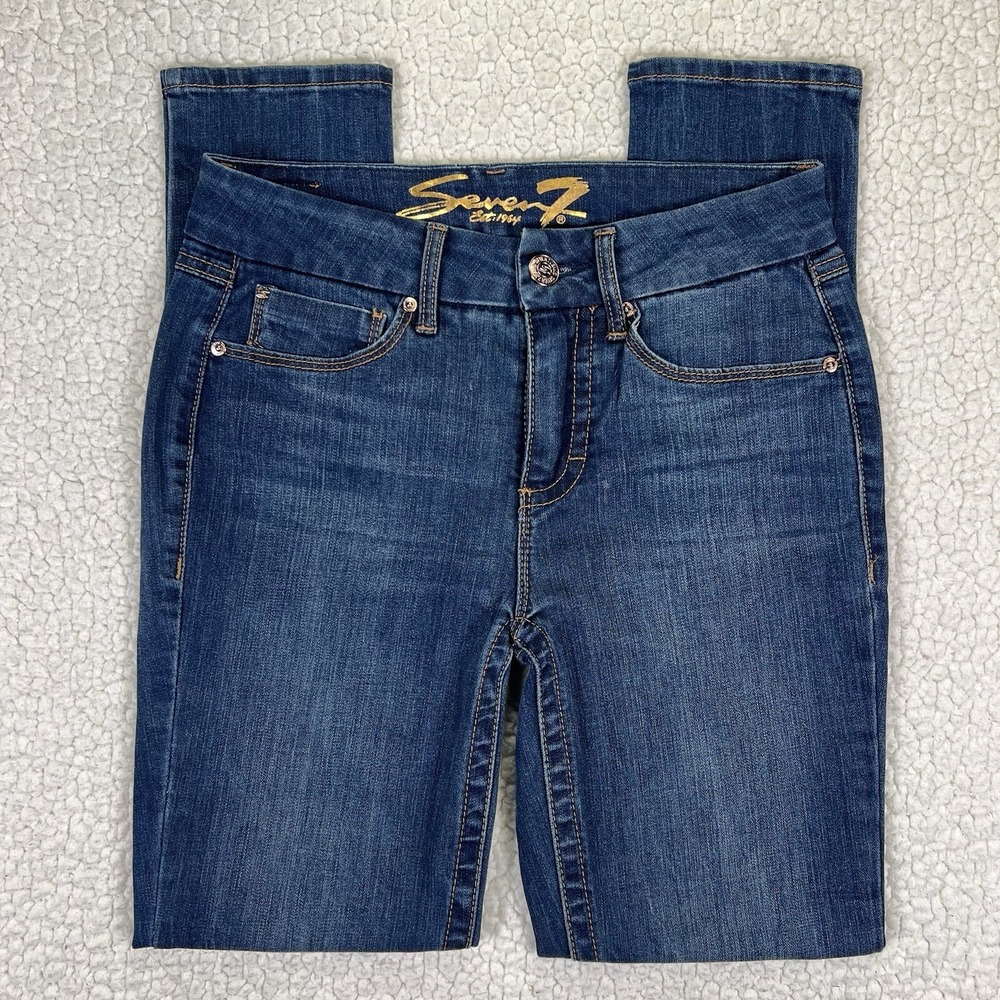 Seven 7 Tummyless‎ Skinny Jeans Women's 4 (28x30) Blue High Rise Minimalist Boho